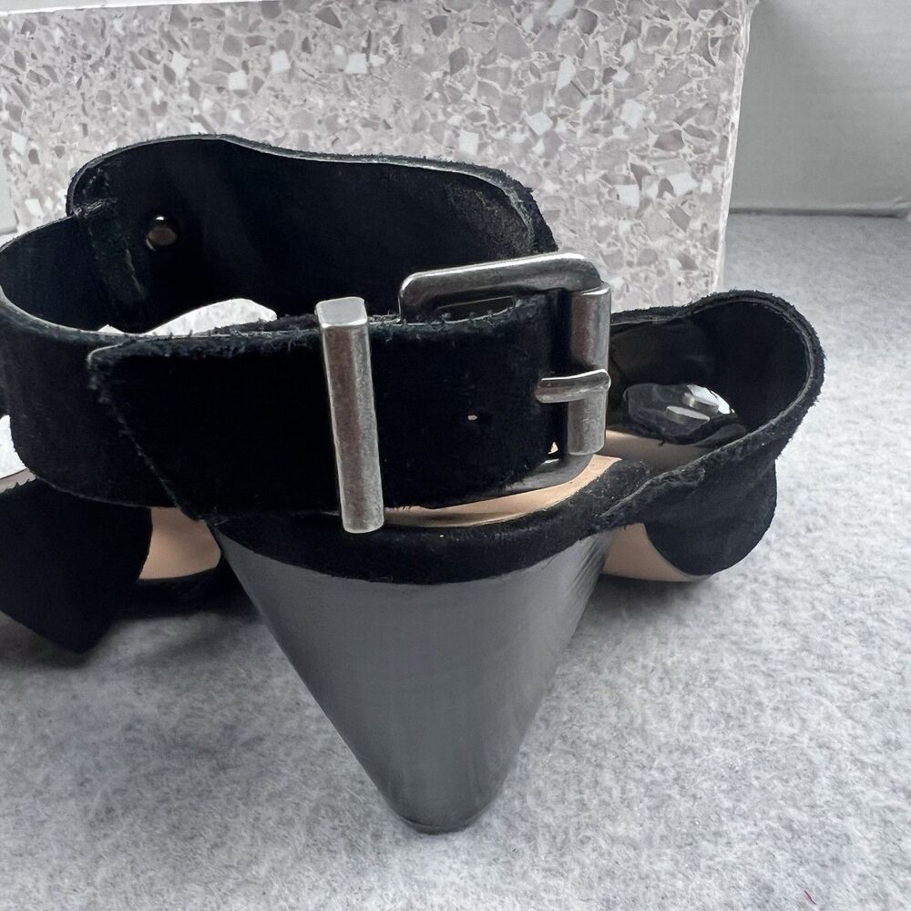 Audrey Brooke Katy Womens 8.5 Black Suede Cutout Strappy Block Heel Sandals - Picture 7 of 12